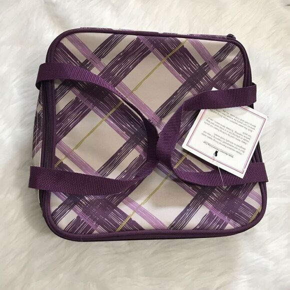 Thirty One 31 Perfect Potluck Plum Plaid Square Thermal Casserole Carrier - Picture 1 of 6